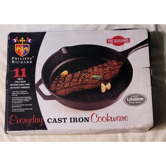 Philippe Richard Other - Philippe Richard 11" Cast Iron Round Grill Pan W Assist Handle BRAND NEW IN BOX